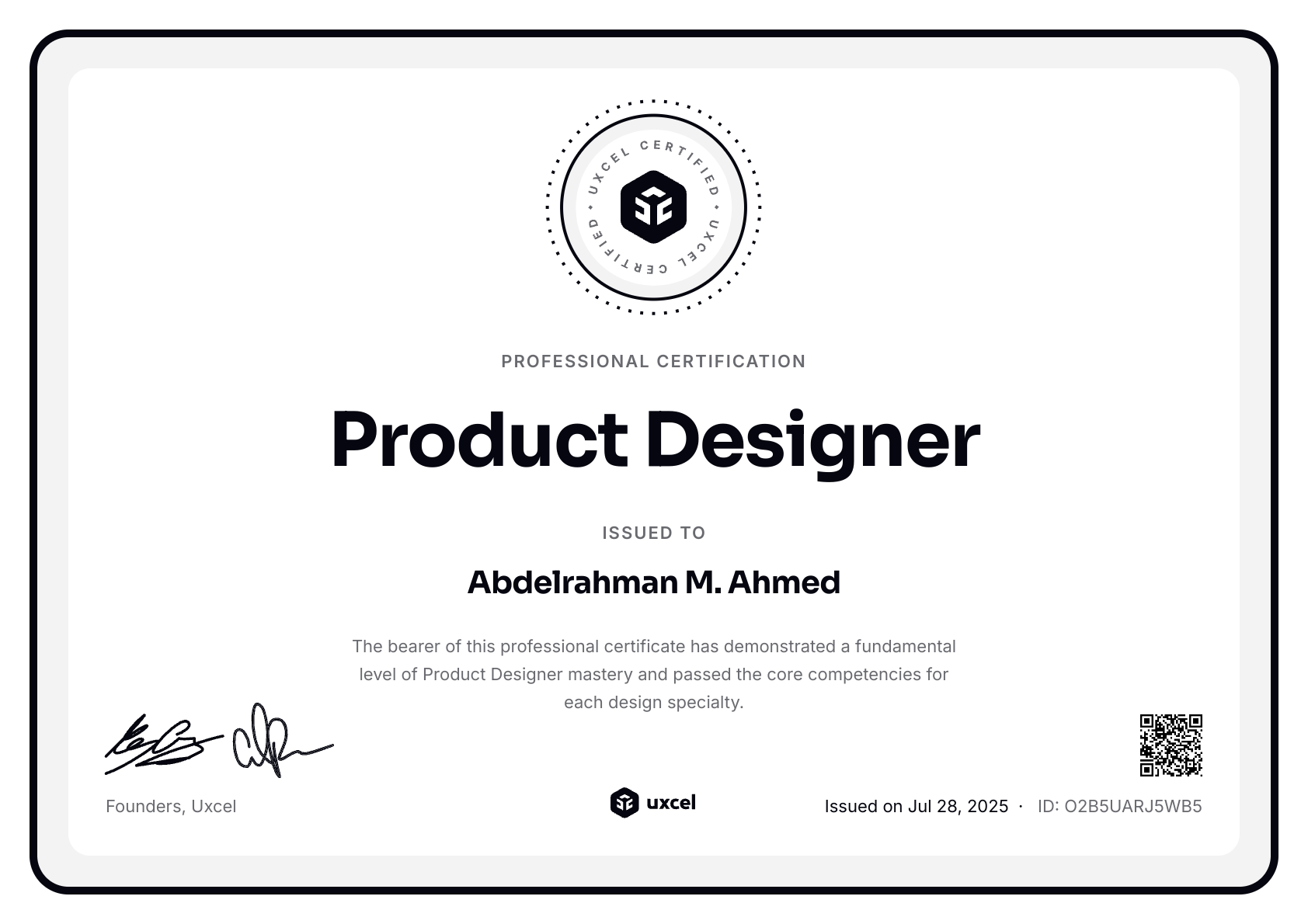 Abdelrahman M. Ahmed's certificate